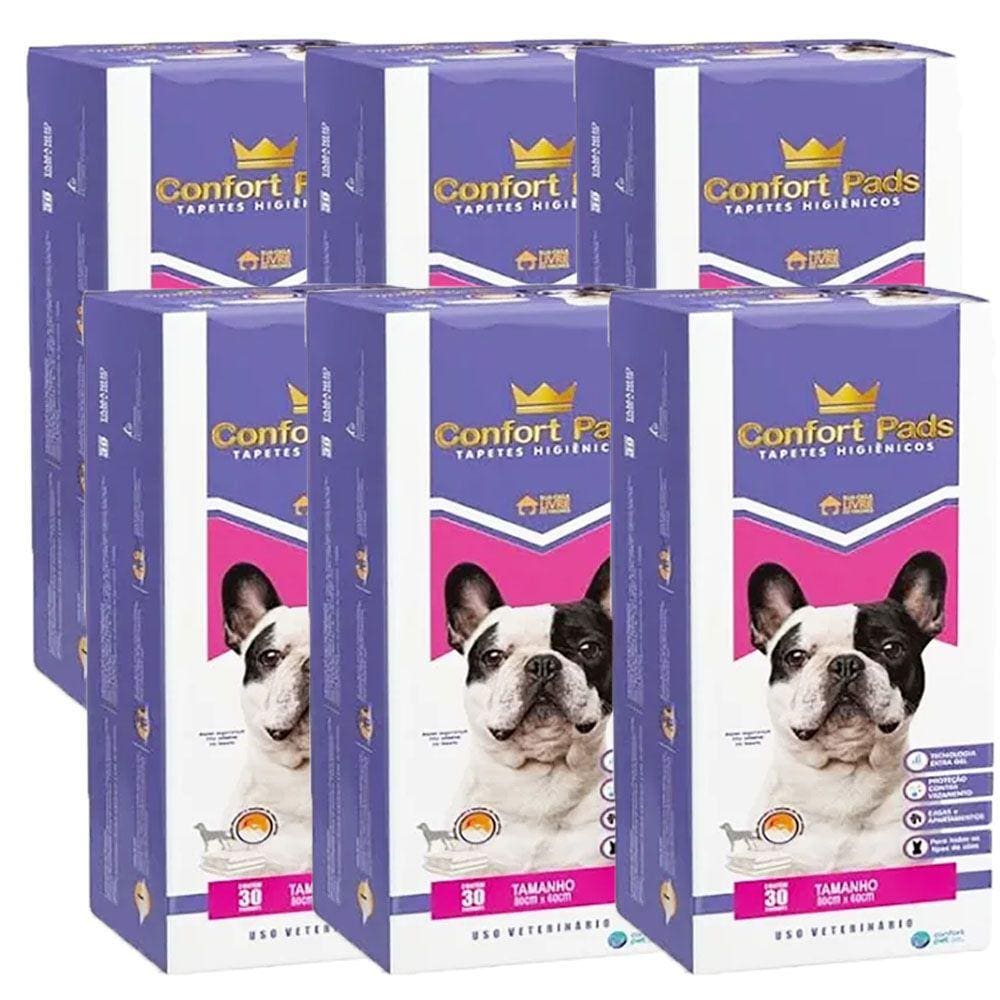 Tapete Higiênico 80X60Cm Confort Pads C/ 30 - Kit 6 Unidades