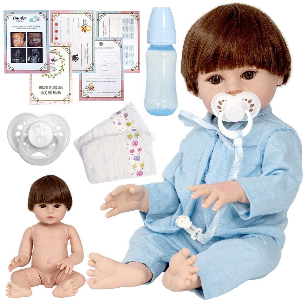 Boneca Bebê Tipo Reborn Realista - Kit Acessórios Chupeta Ma - Sidnyl -  Bonecas - Magazine Luiza