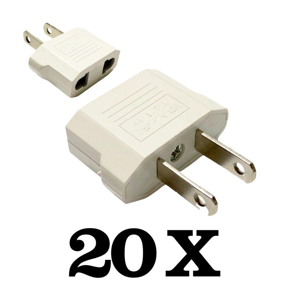 Kit 20 Adaptador Tomada Americano Brasileiro X Chato *branco