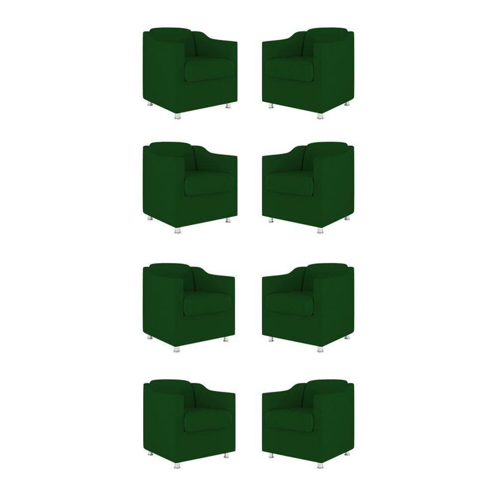 Kit 08 Poltronas Tilla Consultório Recepção Suede Balaqui Decor Cor:verde