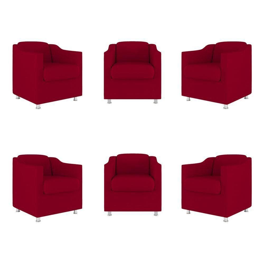 Kit 06 Poltronas Sala De Espera Clinica Suede Balaqui Decor Cor:vermelho