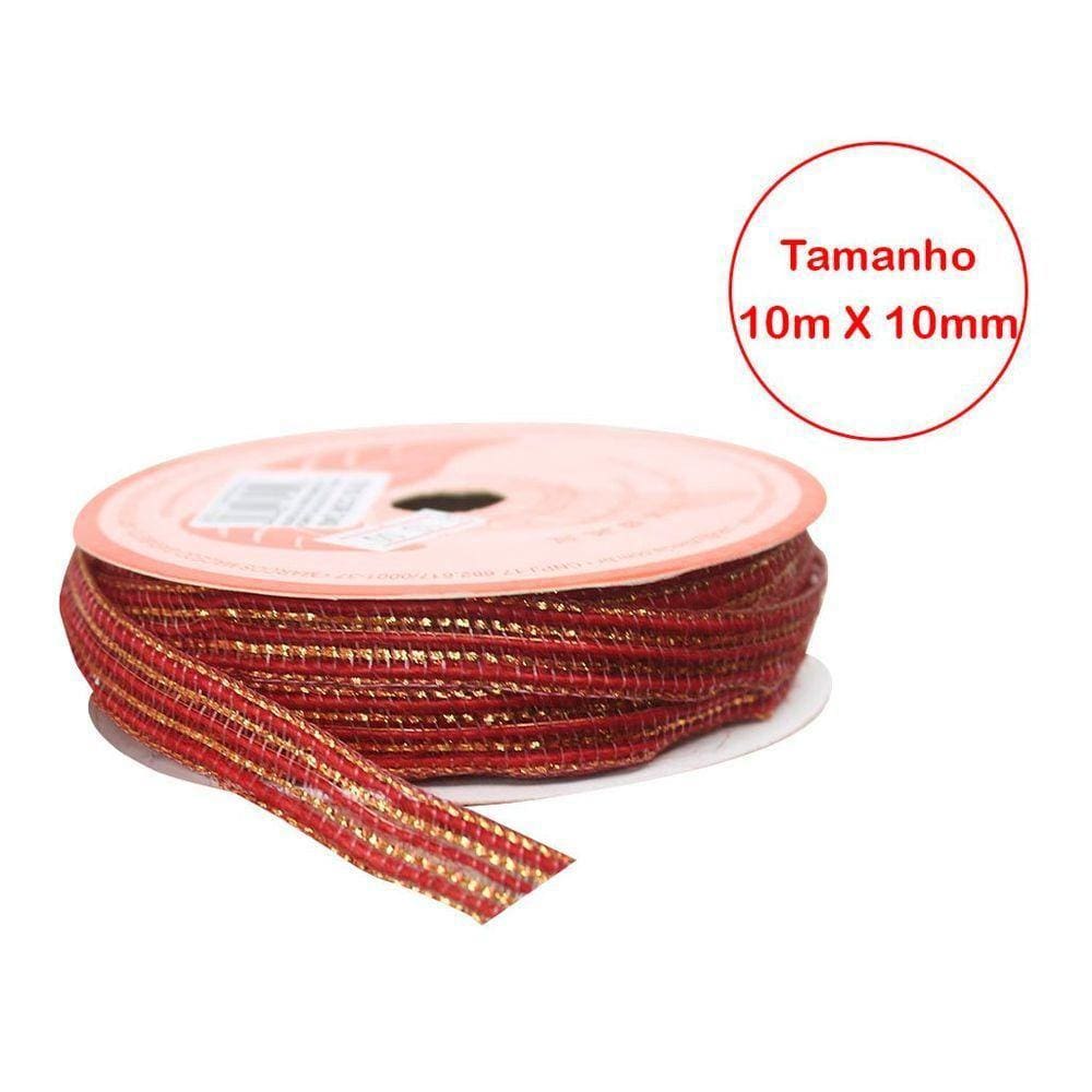 Kit 2 Rolo Fita De Juta Vermelho Natal Decoração Natalina 10mm X 10m