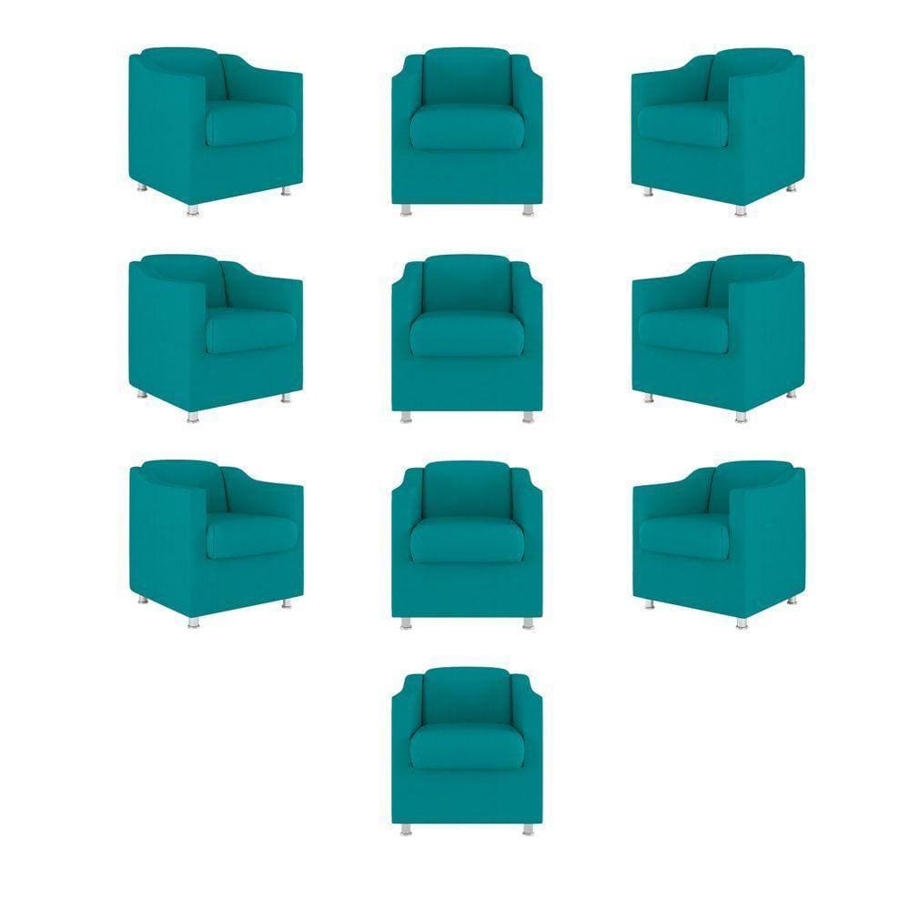 Kit 10 Poltronas Tilla Consultório Recepção Suede Balaqui Decor Cor:azul Turquesa