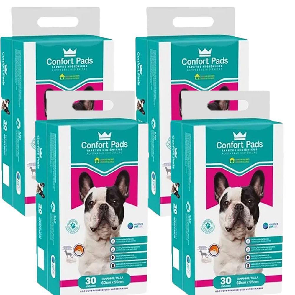 Tapete Higiênico 60X55Cm Confort Pads C/30   Kit 4 Unidades