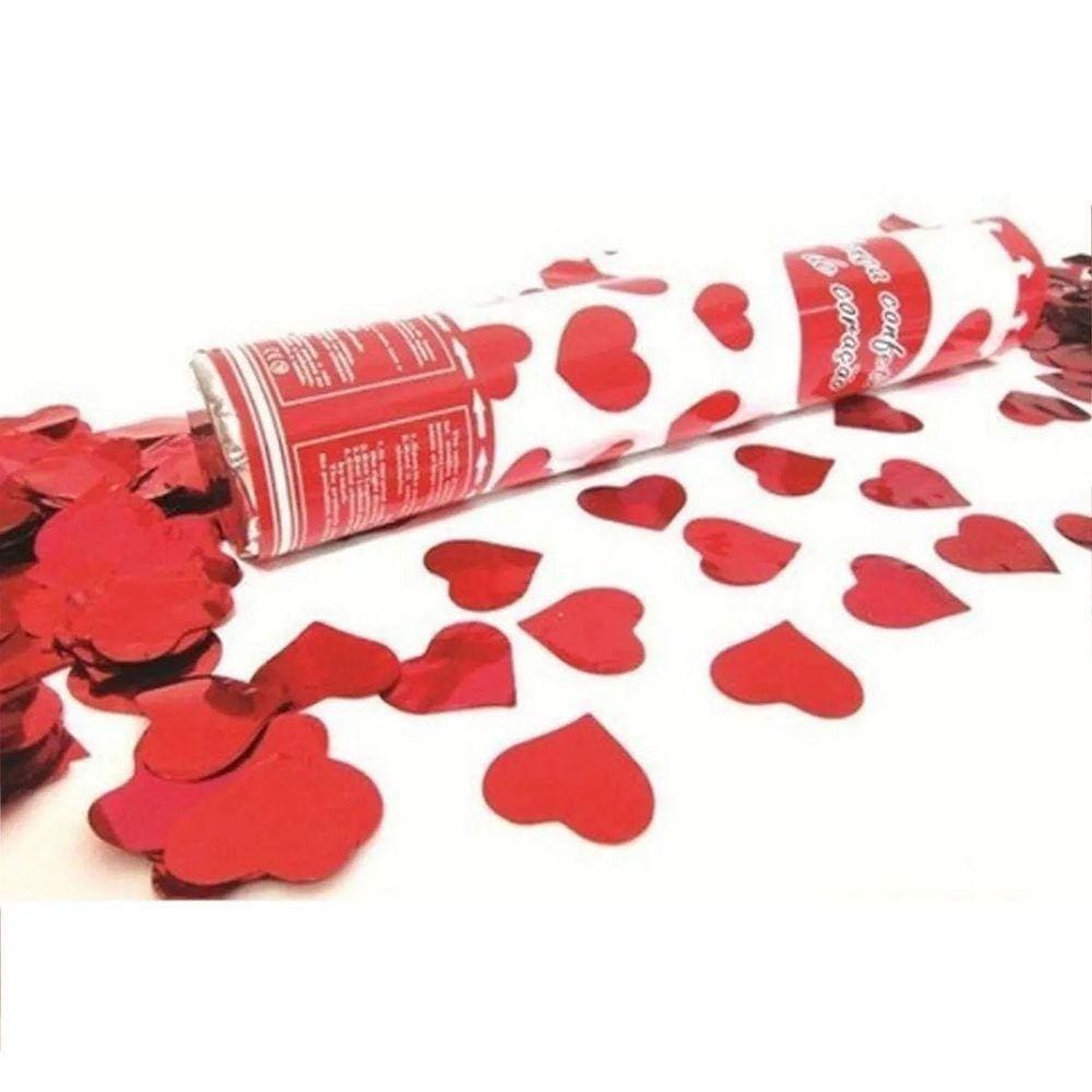 Kit 2 Lança Confete Chuva De Coração 30cm