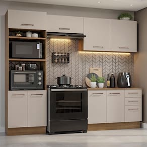 Armário De Cozinha Completa 270cm Madesa 07 Rustic/crema