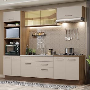 Armário De Cozinha Completa 270cm Madesa 03 Rustic/crema