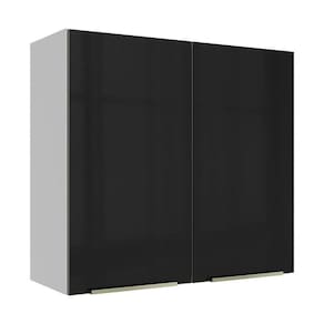 Armário Aéreo 70 Cm 2 Portas Branco/preto Lux Madesa Branco/preto