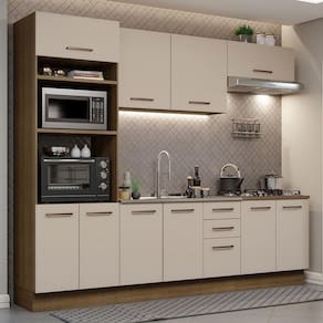 Armário De Cozinha Completa 270cm Madesa 01 Rustic/crema