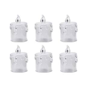 Jogo 6 Mini Velas Eletrônica Transparente LED Branco Quente 6cm