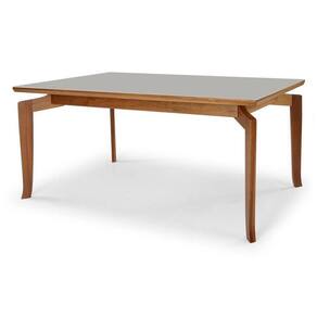 Mesa Bella 180 Vidro Off White Acabamento Castanho