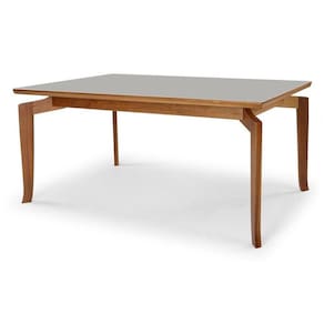 Mesa Bella 160 Vidro Off White Acabamento Castanho