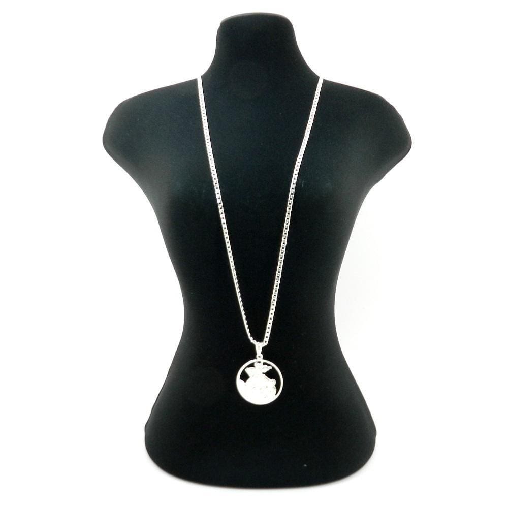 Corrente Masculina 70Cm 3Mm São Jorge Folheada Prata Cr846