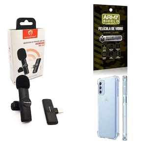Kit Microfone Sem Fio + Capinha Motorola G42 E Película 3D