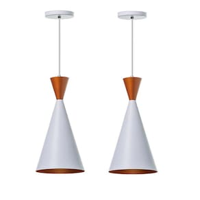 Lustre Pendente Canadá Branco E Cobre - Kit 2 Unidades
