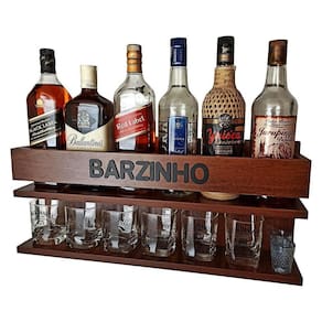 Barzinho De Parede Para Decoração -Tema Barzinho Cor Imbuia