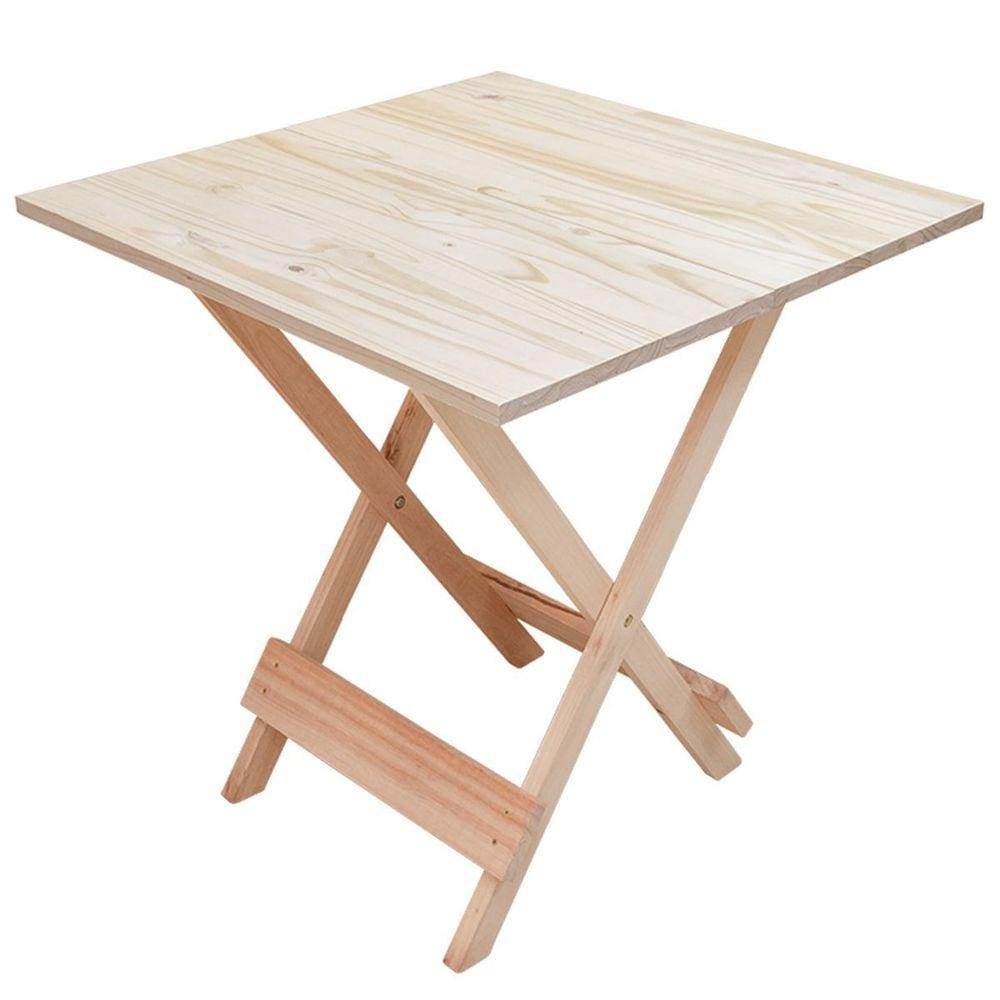 Mesa De Madeira 70 Por 70 Dobrável Sem Pintura