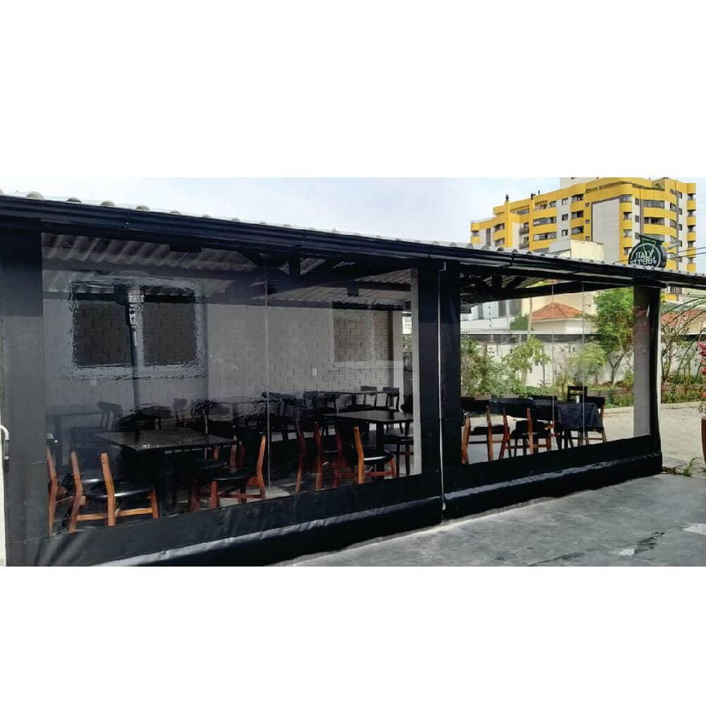 Toldo Cortina Preto c/ visor - 3,50m x 1,50m - kit completo