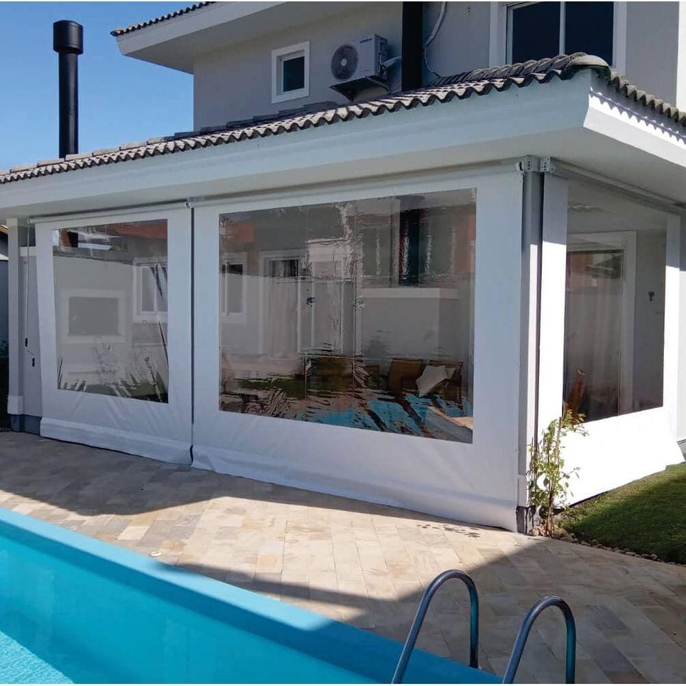 Toldo Cortina Branco c/ visor - 1,50m x 2,80m - kit completo