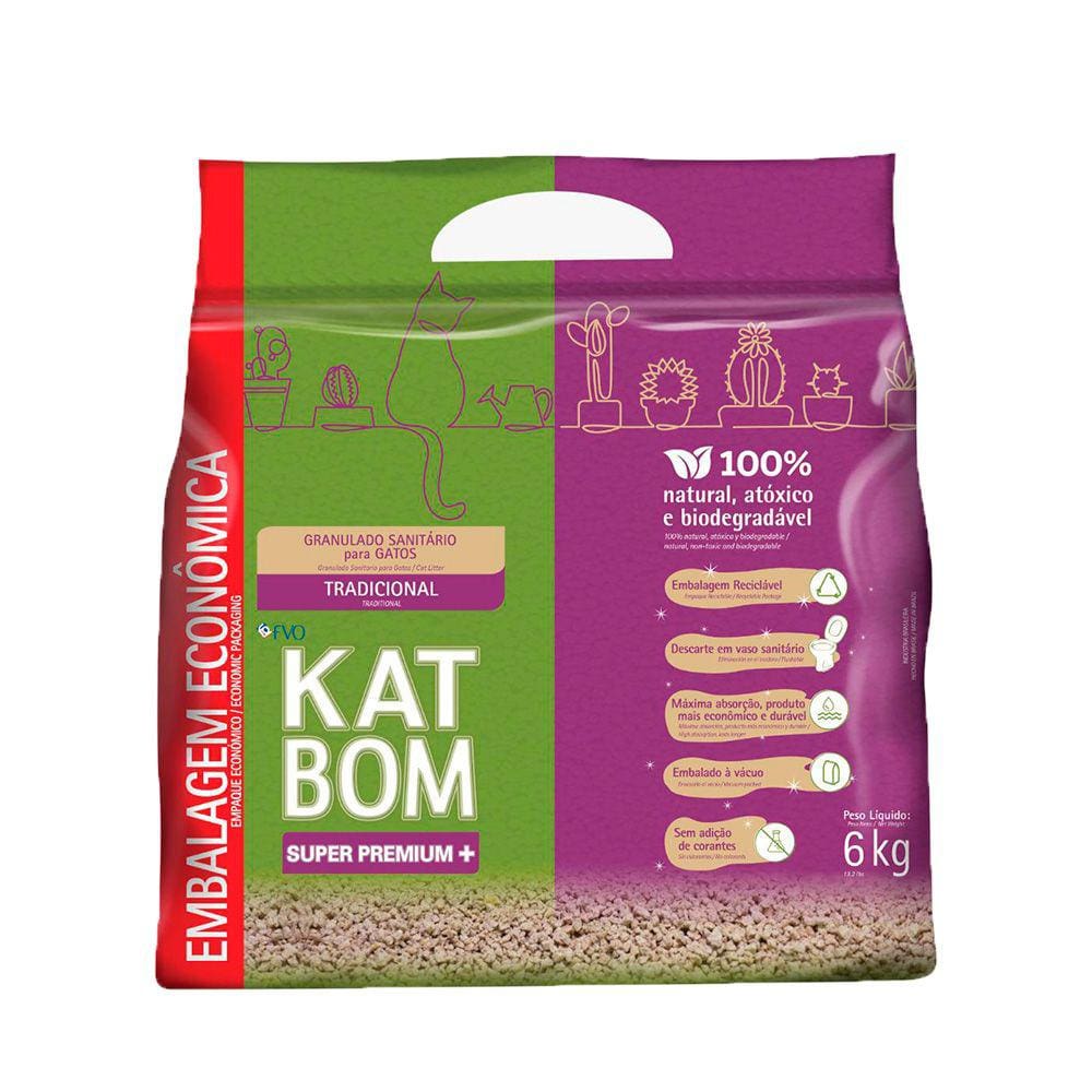 Granulado Higienico Gatos Katbom Economico Tradicional 6Kg