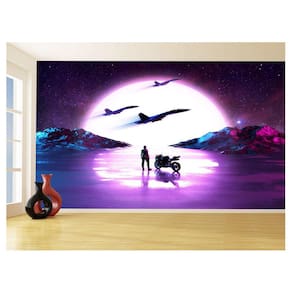Papel De Parede 3D Moto Jato Caça Retrô Top Gun 3,5M Bkm122