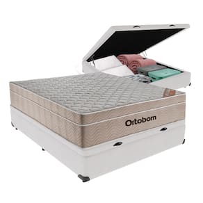 Cama Baú Branco Colchão Airtech SpringPocket Viúvo Ortobom
