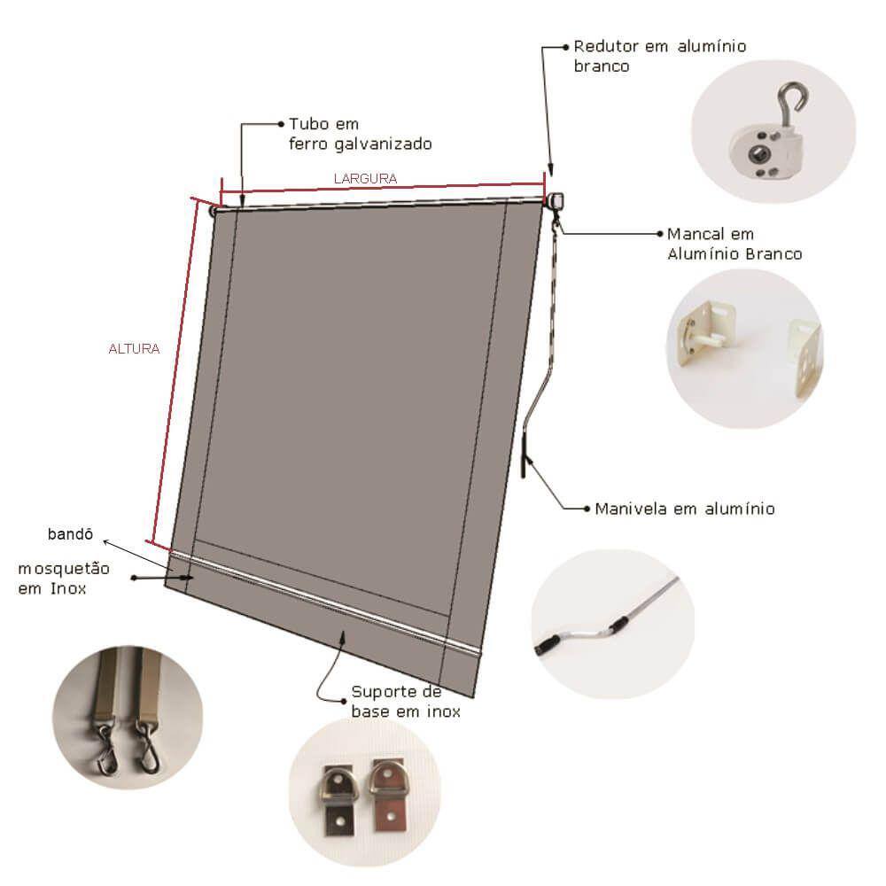 Toldo Cortina Azul c/ visor - 3,20m x 3,20m - kit completo