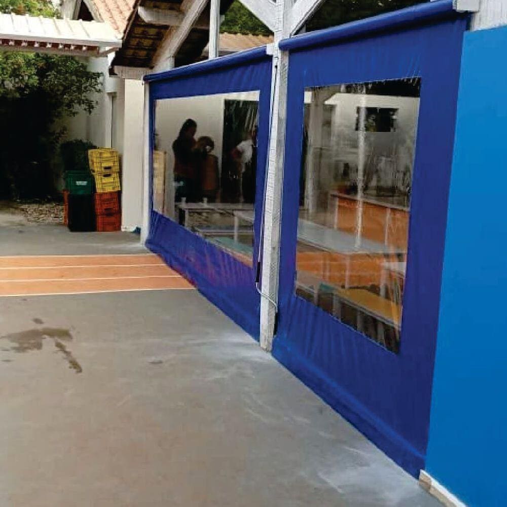 Toldo Cortina Azul c/ visor - 3,20m x 1,70m - kit completo