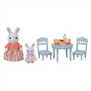 Sylvanian Families - Mesa de Café da Manhã Mamãe e Bebês Coelhos de Neve