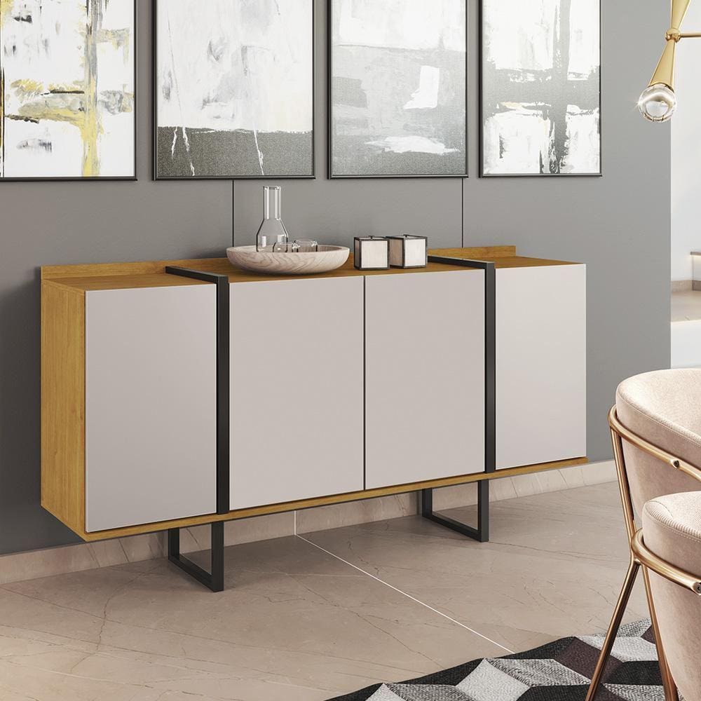 Aparador Buffet Caricia 4 Portas 1 Prateleira e Pés Metal