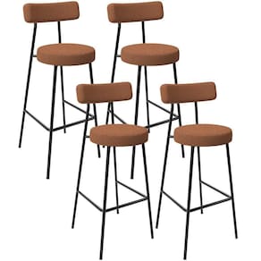 Kit 04 Banquetas Alta Bar Cozinha Sala De Jantar Estrutura Em Aço Milão L02 Bouclê Terracota