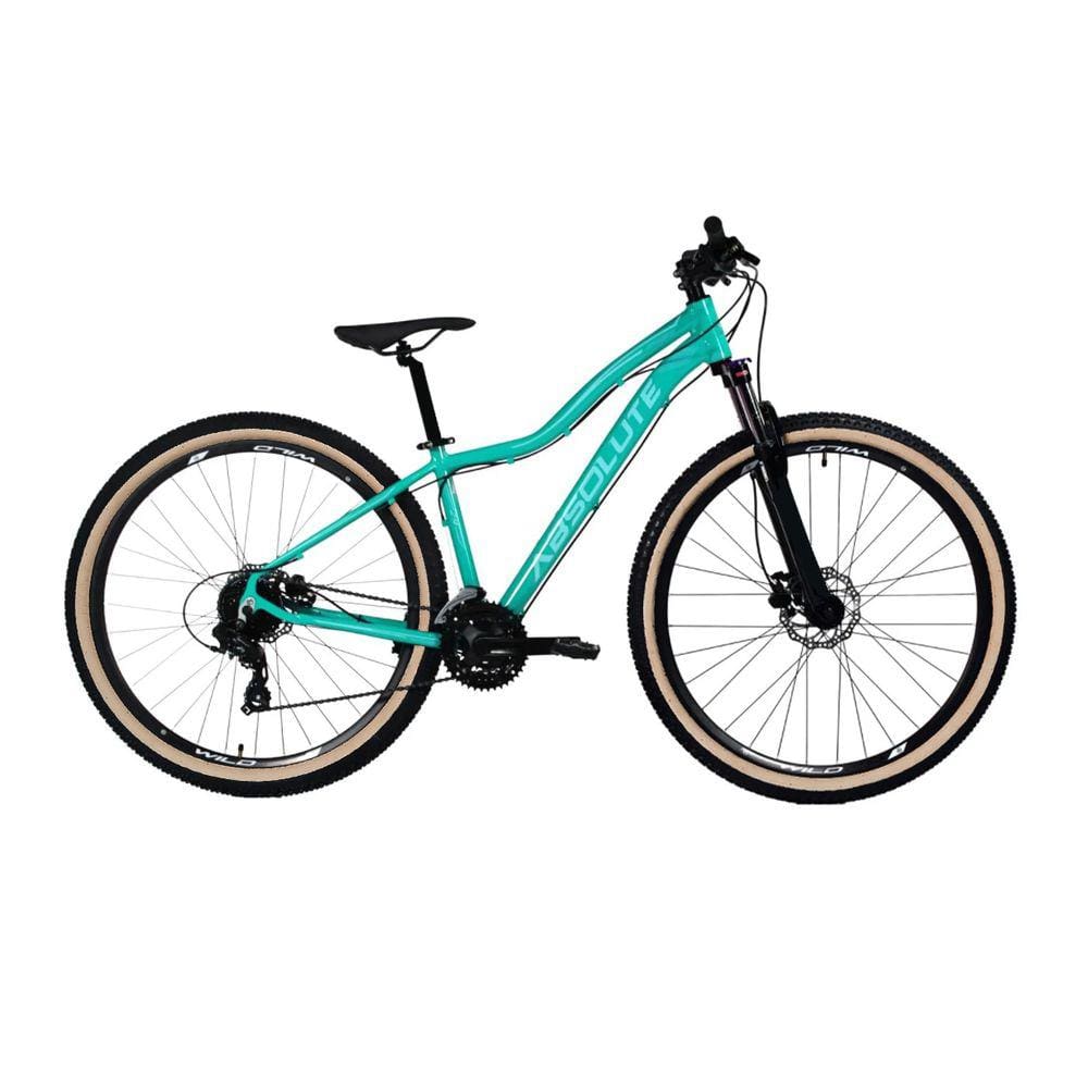 Bicicleta Aro 29 Absolute Hera Feminina Câmbios Shimano 24v K7 Freio a Disco Hidráulico Garfo Com Trava Pneu Faixa Bege - Verde