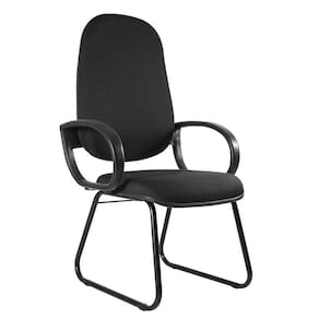 Cadeira Presidente Base Sky com Braço Orelha Metal Wood Design Preto
