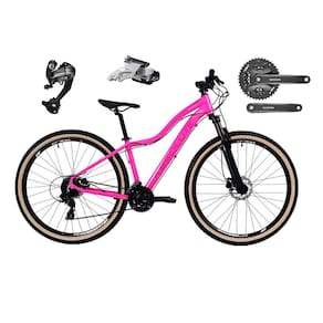 Bicicleta Aro 29 Absolute Hera Feminina Câmbios Shimano Altus 27v Freios Hidráulicos Garfo com Trava no Guidão Pneu com Faixa Bege - Rosa