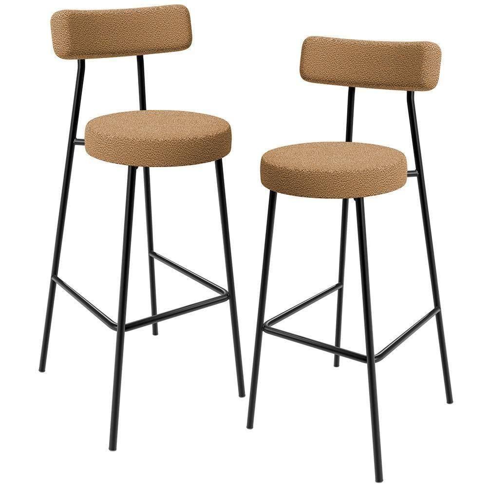Kit 02 Banquetas Alta Bar Cozinha Sala De Jantar Estrutura Em Aço Milão L02 Bouclê Mostarda