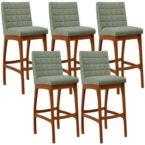 Kit 05 Banquetas Alta Para Cozinha Sala De Jantar Fixa Mila B04 Bouclê Oliva