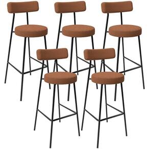 Kit 05 Banquetas Alta Bar Cozinha Sala De Jantar Estrutura Em Aço Milão L02 Bouclê Terracota