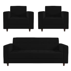 Kit 01 Sofá 3 Lugares E 02 Poltronas Arezzo Linho Pés Chanfrado Tabaco - D`rossi Cor A79 Preto