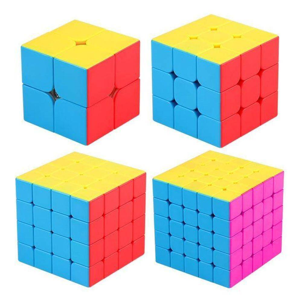 Kit Cubo Mágico Qiyi 2x2 + 3x3 + 4x4 + 5x5 Stickerless 