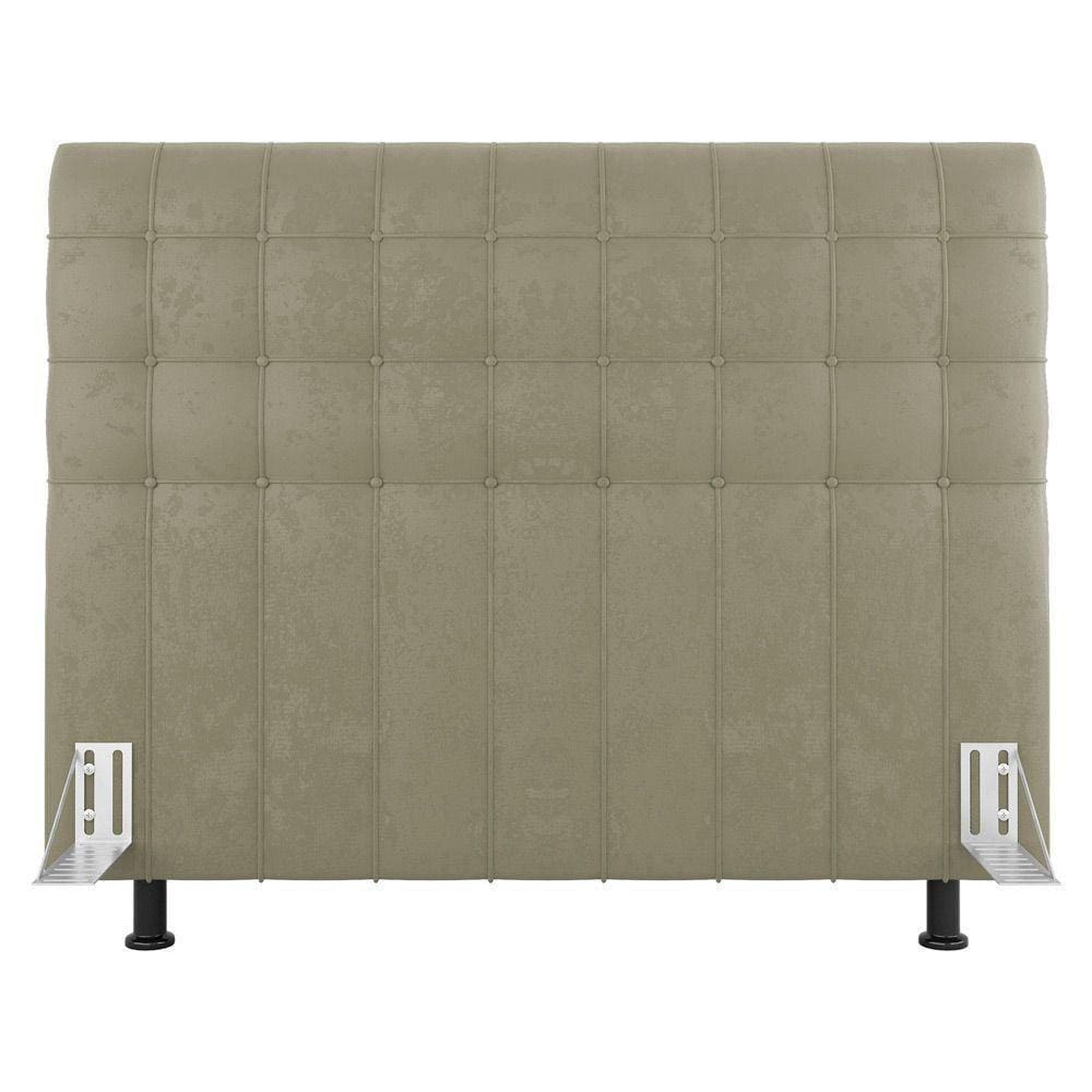 Cabeceira Cama Box Solteiro Dahlia 90Cm Com Frame Sintético Bege - Abmaza
