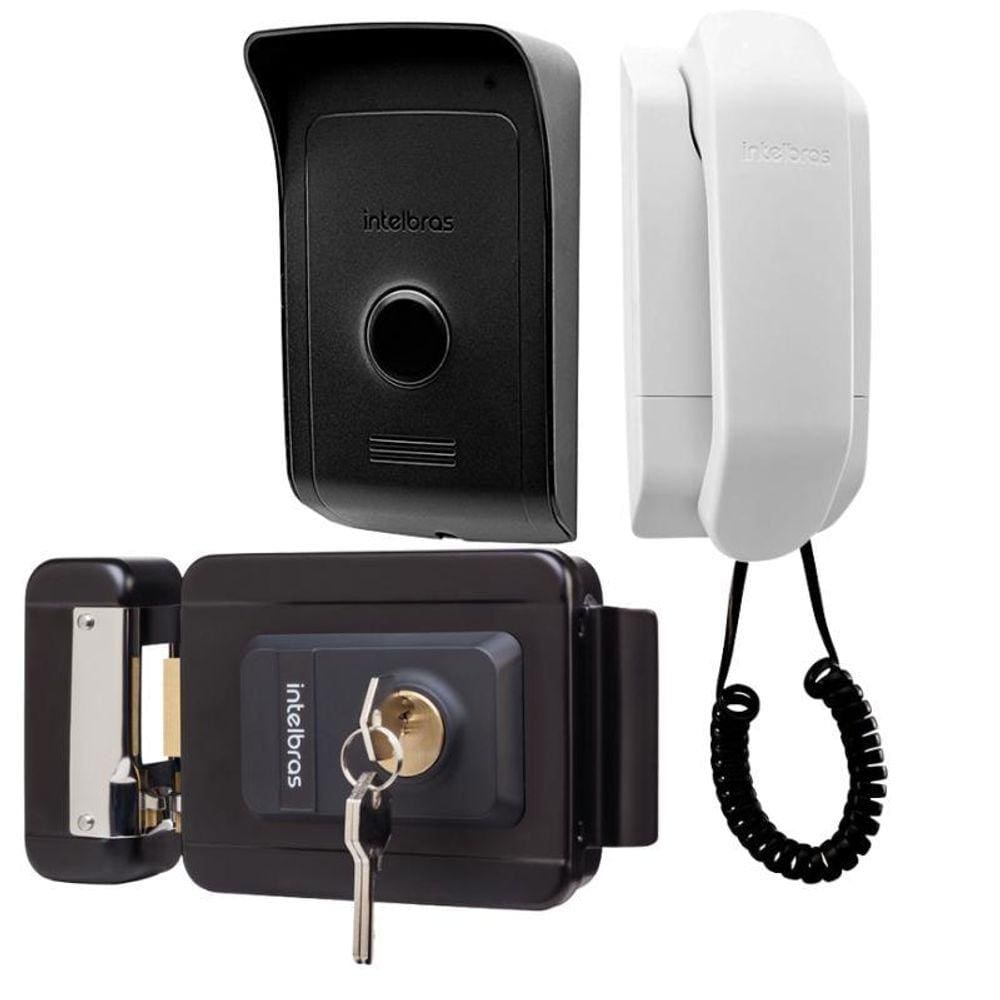 Kit 1 Porteiro Interfone Ipr1010 E 1 Fechadura Fx1500 Preta