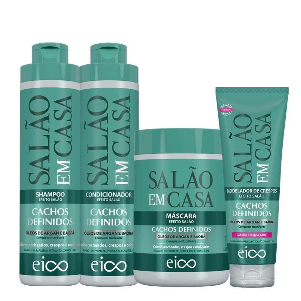Eico Salão Em Casa Cachos Definidos Crespos 800Ml 4 Produto