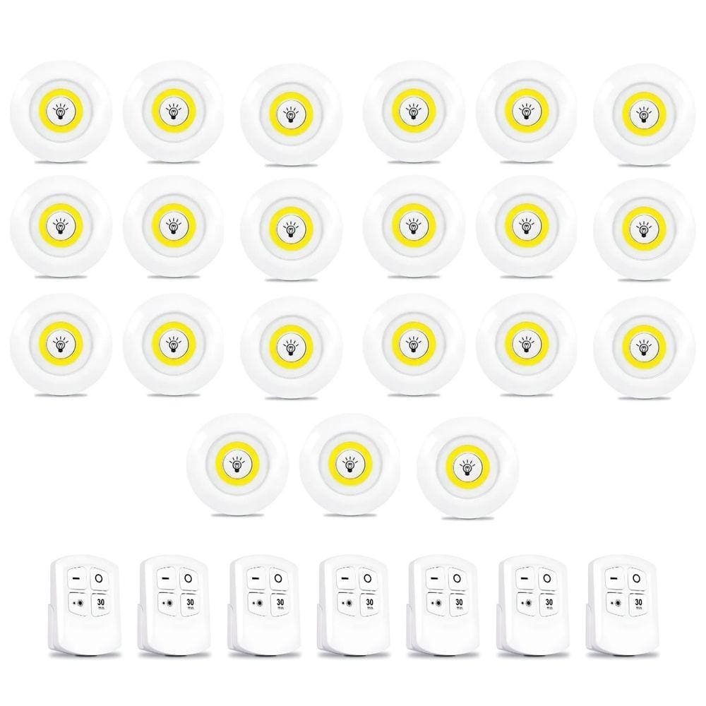 Kit 24 Lâmpada Spot Luminária Luz Led Sem Fio C/ 8 Controles