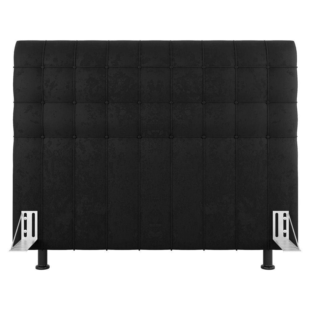 Cabeceira Cama Box Solteiro Dahlia 90Cm Com Frame Sintético Preto - Abmaza