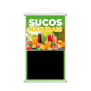 Banner Sucos Naturais Frutas Colorido Fundo Preto Grande