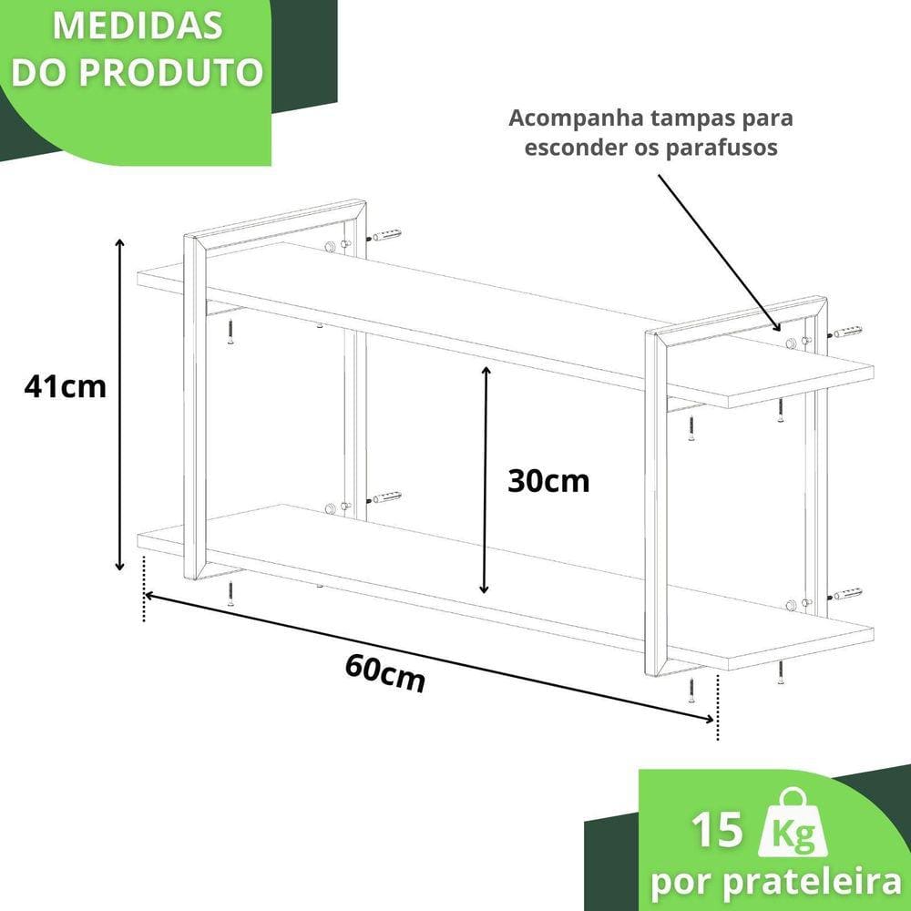 Prateleira Estilo Industrial Cozinha De Parede Gnd Bb 60Cm