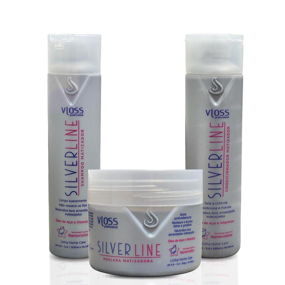 Kit Matizador Silver Line Vloss Home Care Sh + Masc + Cond