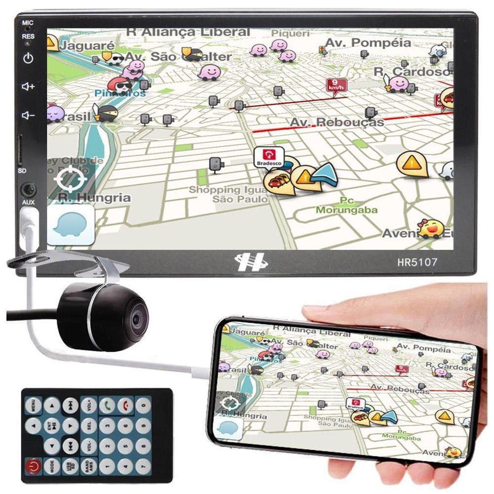 Multimídia Mp5 Hurricane Hr5107 Espelhamento Bt Usb Câmera