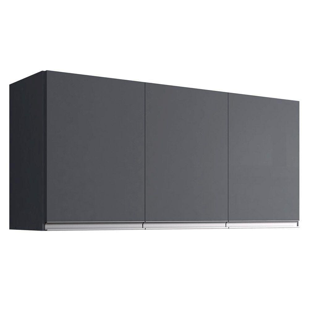 Armário De Cozinha Aéreo Andréia 120cm 3 Portas Cinza Escuro - Desk Design
