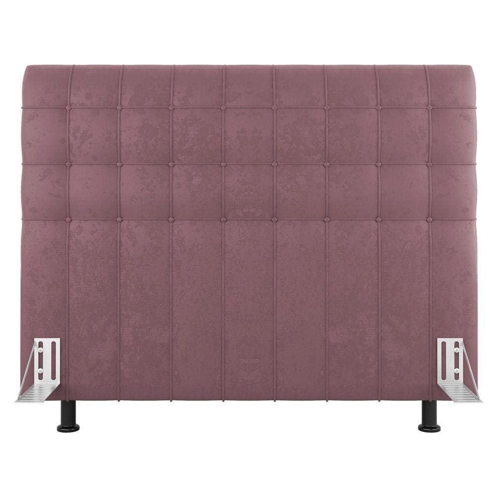 Cabeceira Cama Box Solteiro Dahlia 90Cm Com Frame Veludo Rosê - Abmaza